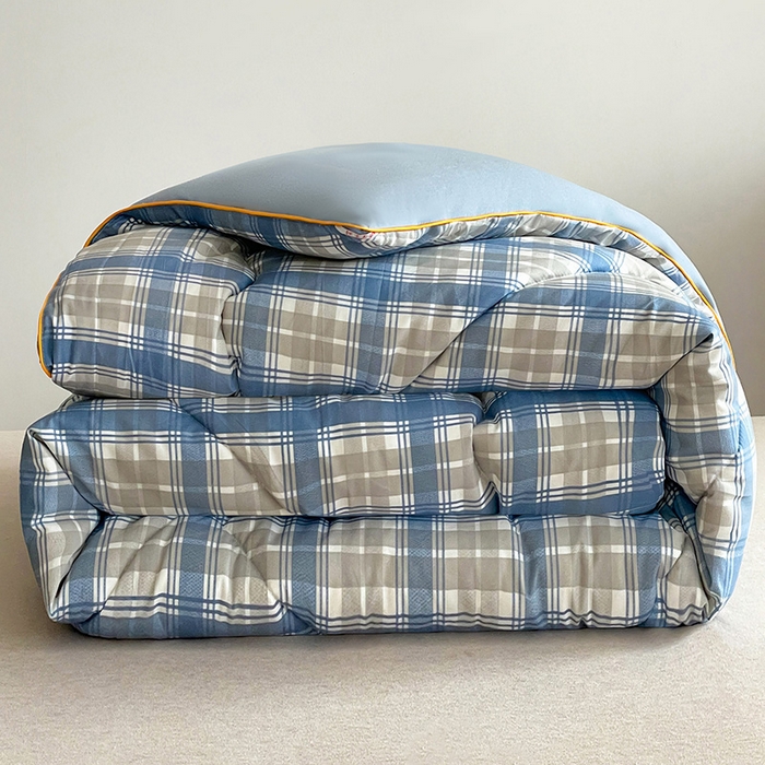 91家纺网 家纺一手货源 找家纺 梦莎被业 2026新款夏被四季款空调被 格调蓝