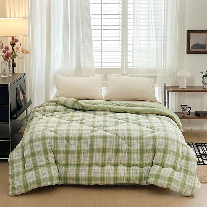 91家纺网 家纺一手货源 找家纺 梦莎被业 2026新款夏被四季款空调被 格调绿