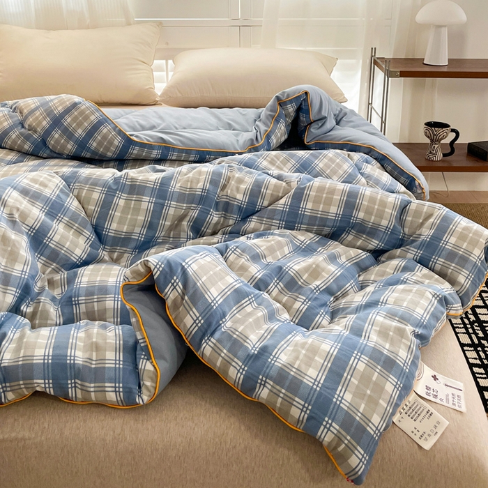 91家纺网 家纺一手货源 找家纺 梦莎被业 2026新款夏被四季款空调被 格调蓝