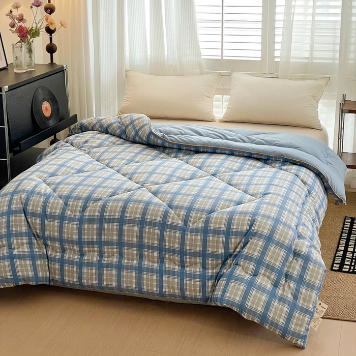 91家纺网 家纺一手货源 找家纺 梦莎被业 2026新款夏被四季款空调被 格调蓝