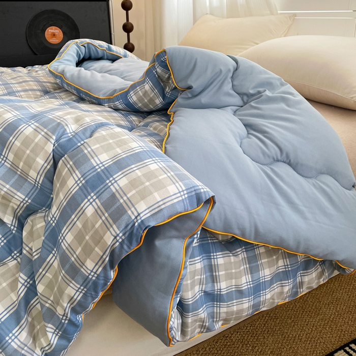 91家纺网 家纺一手货源 找家纺 梦莎被业 2026新款夏被四季款空调被 格调蓝