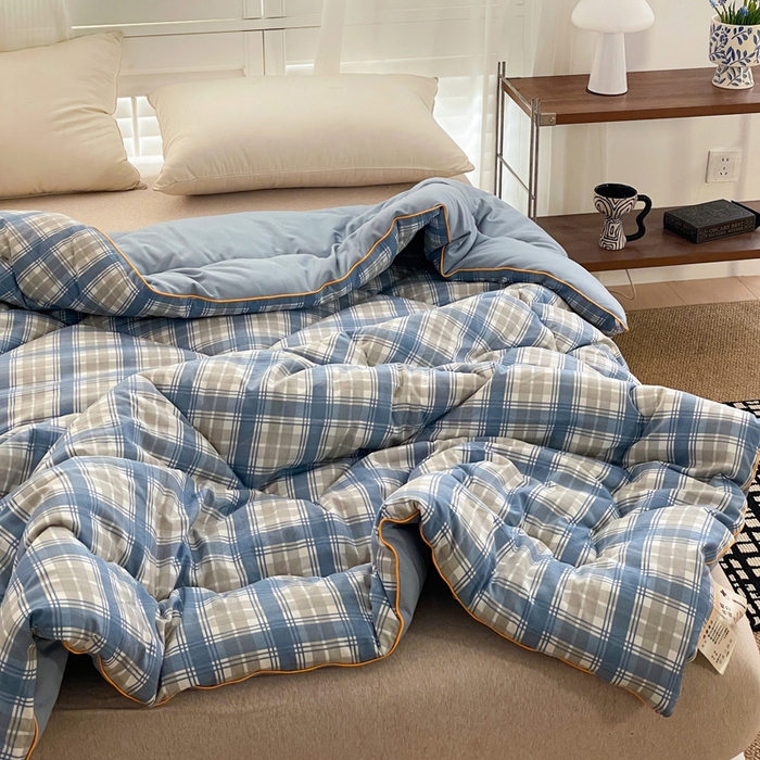 91家纺网 家纺一手货源 找家纺 梦莎被业 2026新款夏被四季款空调被 格调蓝