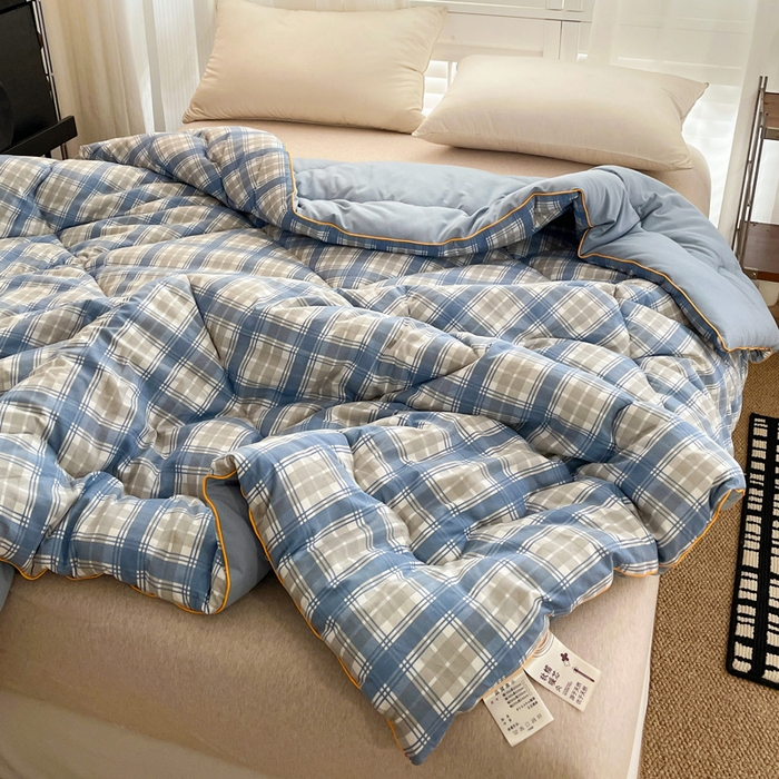 91家纺网 家纺一手货源 找家纺 梦莎被业 2026新款夏被四季款空调被 格调蓝