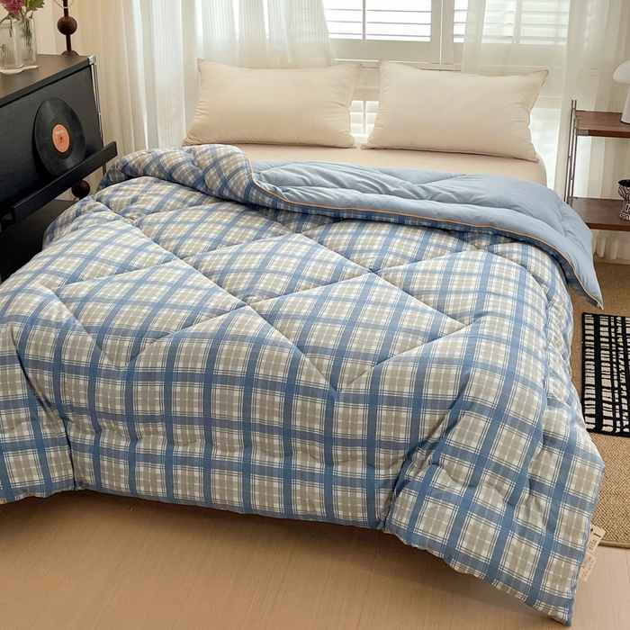 91家纺网 家纺一手货源 找家纺 梦莎被业 2026新款夏被四季款空调被 格调蓝