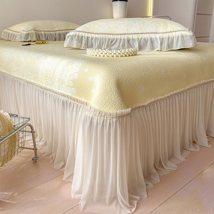 91家纺网 家纺一手货源 找家纺 （总）孩子王家纺 2026新款冰豆豆凉席夏天冰丝席夏季凉感值过0.21可机洗双人床裙款A类母婴级软