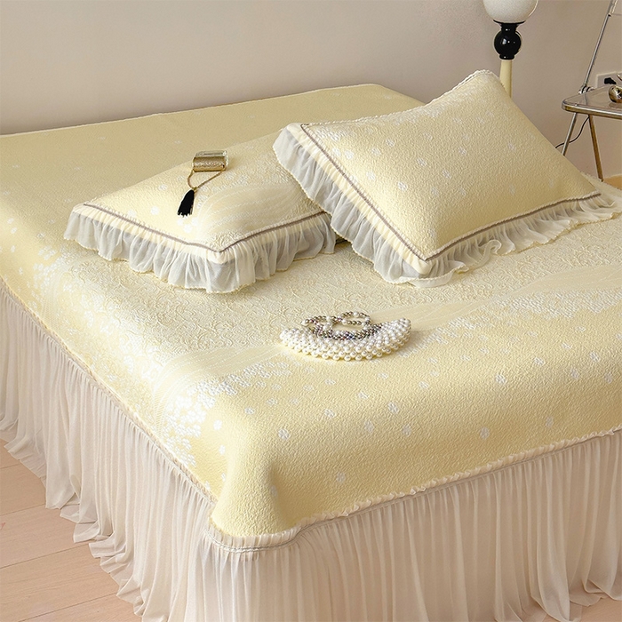 91家纺网 家纺一手货源 找家纺 （总）孩子王家纺 2026新款冰豆豆凉席夏天冰丝席夏季凉感值过0.21可机洗双人床裙款A类母婴级软