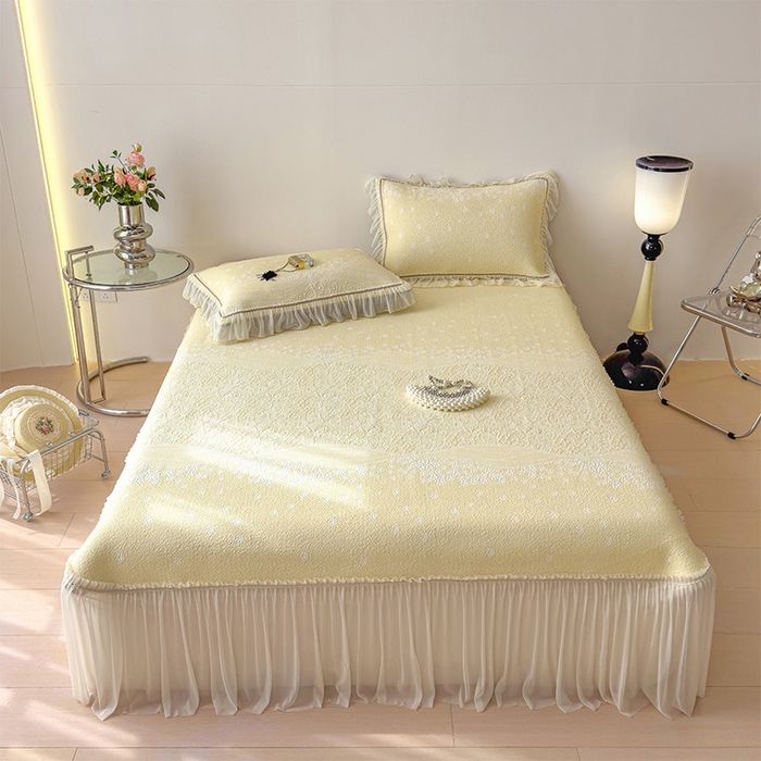 91家纺网 家纺一手货源 找家纺 （总）孩子王家纺 2026新款冰豆豆凉席夏天冰丝席夏季凉感值过0.21可机洗双人床裙款A类母婴级软