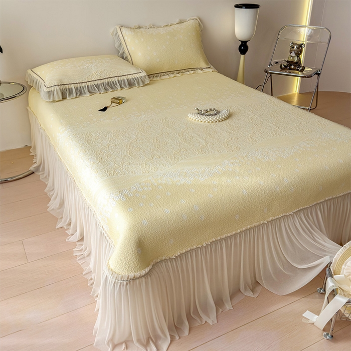 91家纺网 家纺一手货源 找家纺 （总）孩子王家纺 2026新款冰豆豆凉席夏天冰丝席夏季凉感值过0.21可机洗双人床裙款A类母婴级软