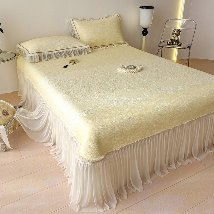 91家纺网 家纺一手货源 找家纺 （总）孩子王家纺 2026新款冰豆豆凉席夏天冰丝席夏季凉感值过0.21可机洗双人床裙款A类母婴级软