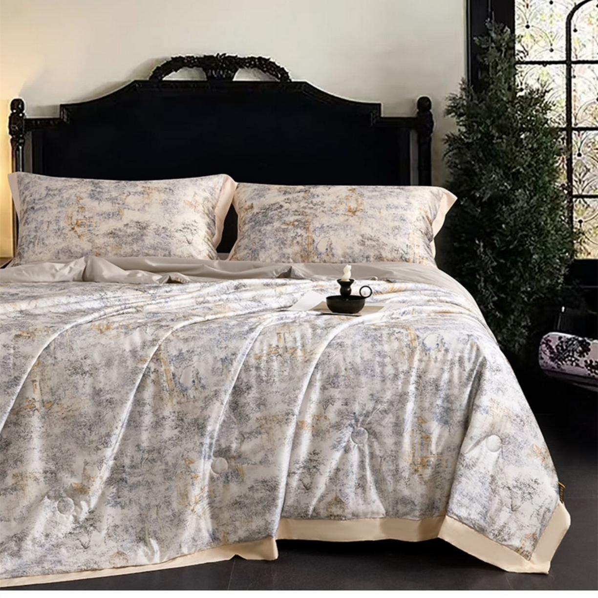 91家纺网 家纺一手货源 找家纺 （总）兰芯纭 2026新款水光雪莲真丝缎夏被