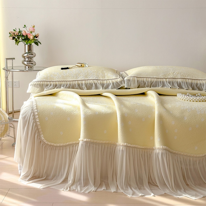 91家纺网 家纺一手货源 找家纺 （总）孩子王家纺 2026新款冰豆豆凉席夏天冰丝席夏季凉感值过0.21可机洗双人床裙款A类母婴级软