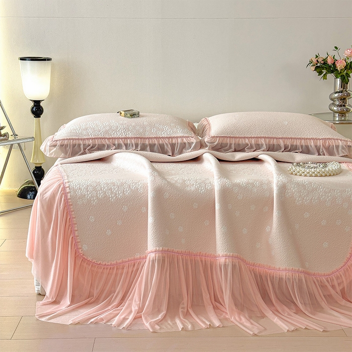 91家纺网 家纺一手货源 找家纺 （总）孩子王家纺 2026新款冰豆豆凉席夏天冰丝席夏季凉感值过0.21可机洗双人床裙款A类母婴级软