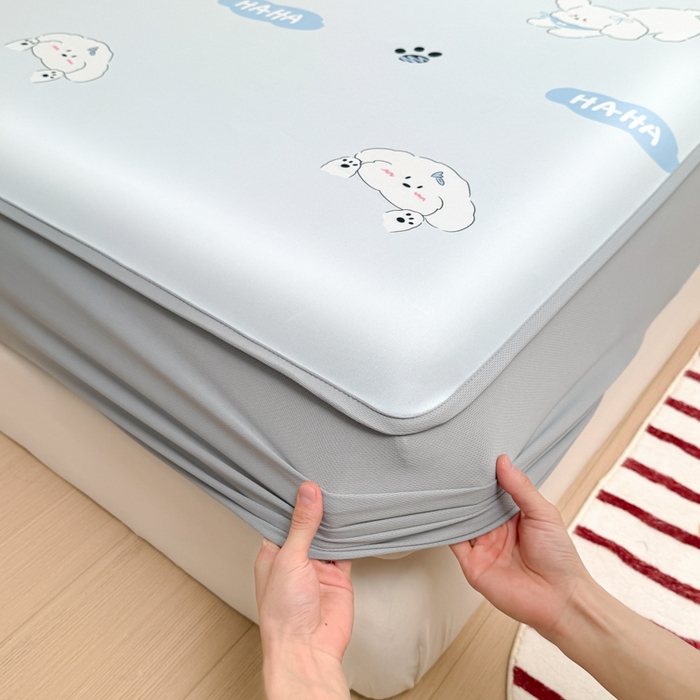 91家纺网 家纺一手货源 找家纺 （总）布柔 2026新款冰皮凉席床笠冰丝小清新卡通印花软席可机洗