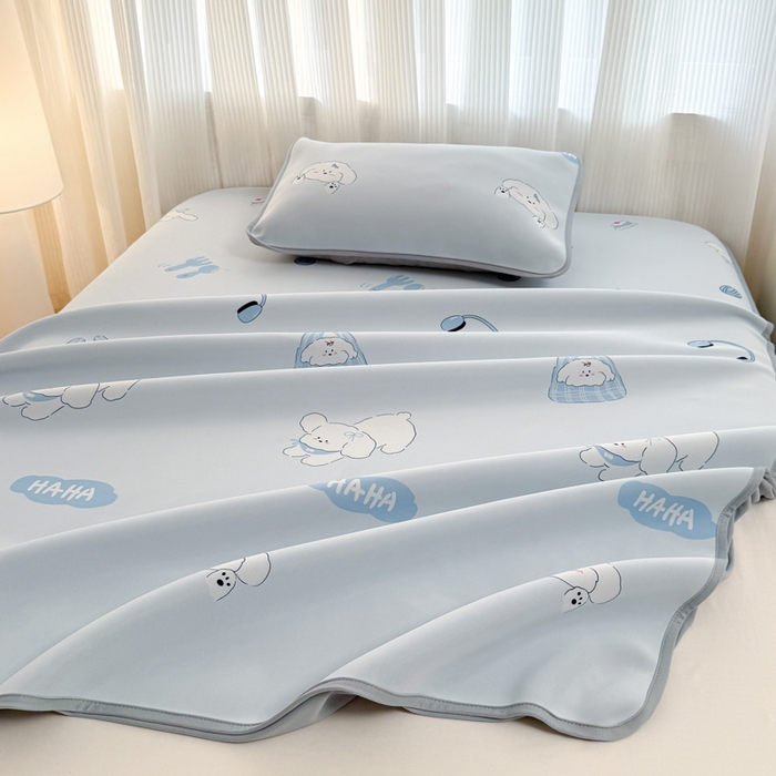 91家纺网 家纺一手货源 找家纺 （总）布柔 2026新款冰皮凉席床笠冰丝小清新卡通印花软席可机洗