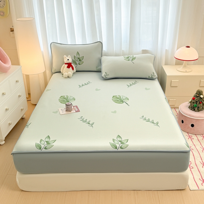 91家纺网 家纺一手货源 找家纺 （总）布柔 2026新款冰皮凉席床笠冰丝小清新卡通印花软席可机洗