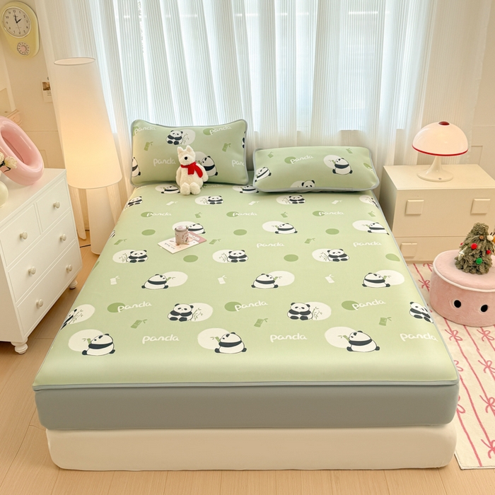 91家纺网 家纺一手货源 找家纺 （总）布柔 2026新款冰皮凉席床笠冰丝小清新卡通印花软席可机洗