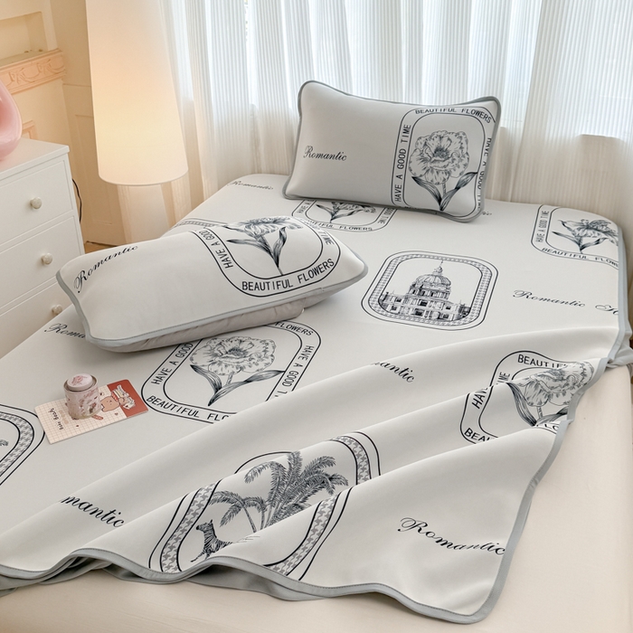 91家纺网 家纺一手货源 找家纺 布柔 2026新款冰皮凉席床笠冰丝小清新卡通印花软席可机洗 摩登时代