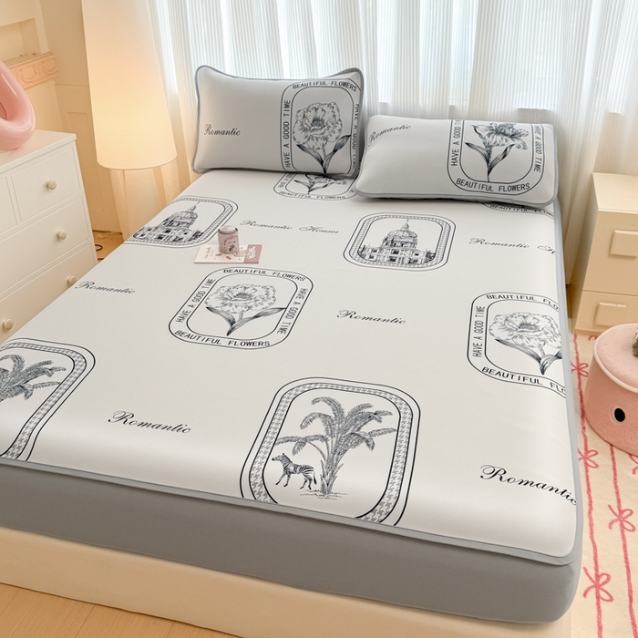 91家纺网 家纺一手货源 找家纺 布柔 2026新款冰皮凉席床笠冰丝小清新卡通印花软席可机洗 摩登时代