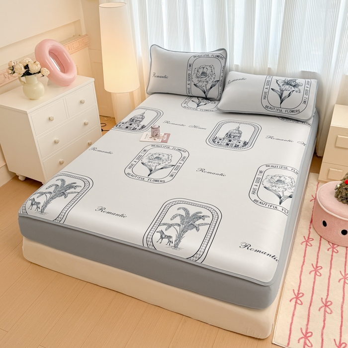 91家纺网 家纺一手货源 找家纺 布柔 2026新款冰皮凉席床笠冰丝小清新卡通印花软席可机洗 摩登时代