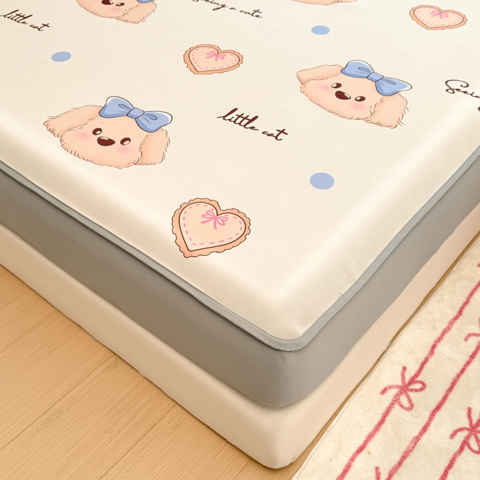 91家纺网 家纺一手货源 找家纺 布柔 2026新款冰皮凉席床笠冰丝小清新卡通印花软席可机洗 哈基米