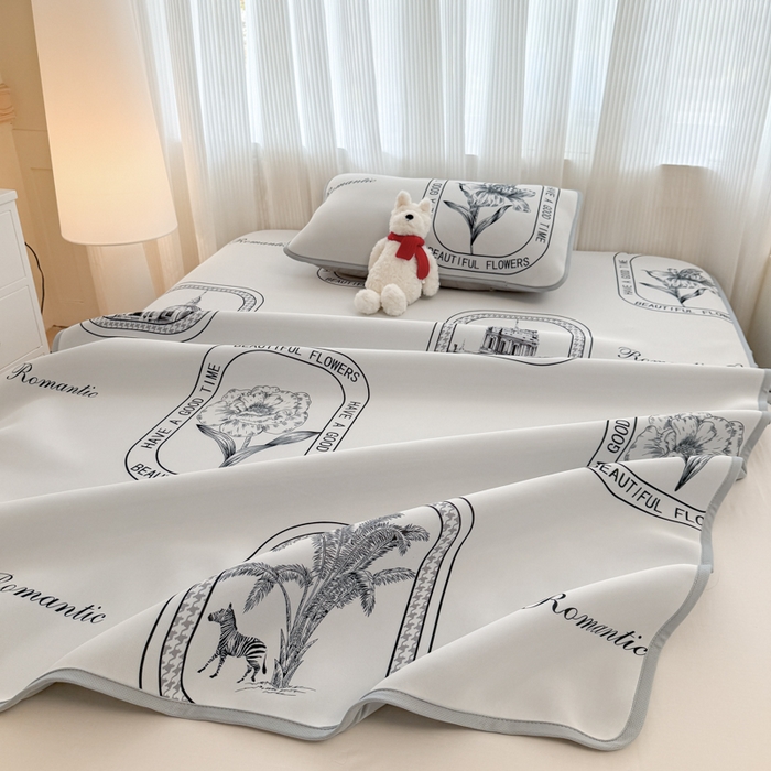 91家纺网 家纺一手货源 找家纺 布柔 2026新款冰皮凉席床笠冰丝小清新卡通印花软席可机洗 摩登时代