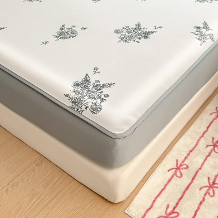 91家纺网 家纺一手货源 找家纺 布柔 2026新款冰皮凉席床笠冰丝小清新卡通印花软席可机洗 花语