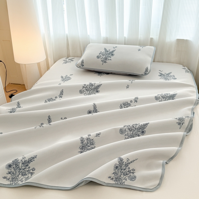 91家纺网 家纺一手货源 找家纺 布柔 2026新款冰皮凉席床笠冰丝小清新卡通印花软席可机洗 花语