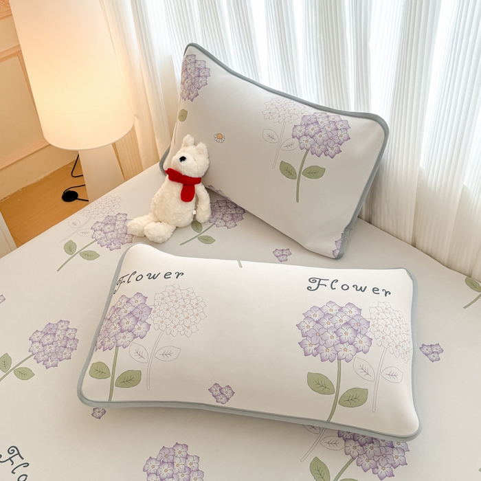 91家纺网 家纺一手货源 找家纺 布柔 2026新款冰皮凉席床笠冰丝小清新卡通印花软席可机洗 绣球花