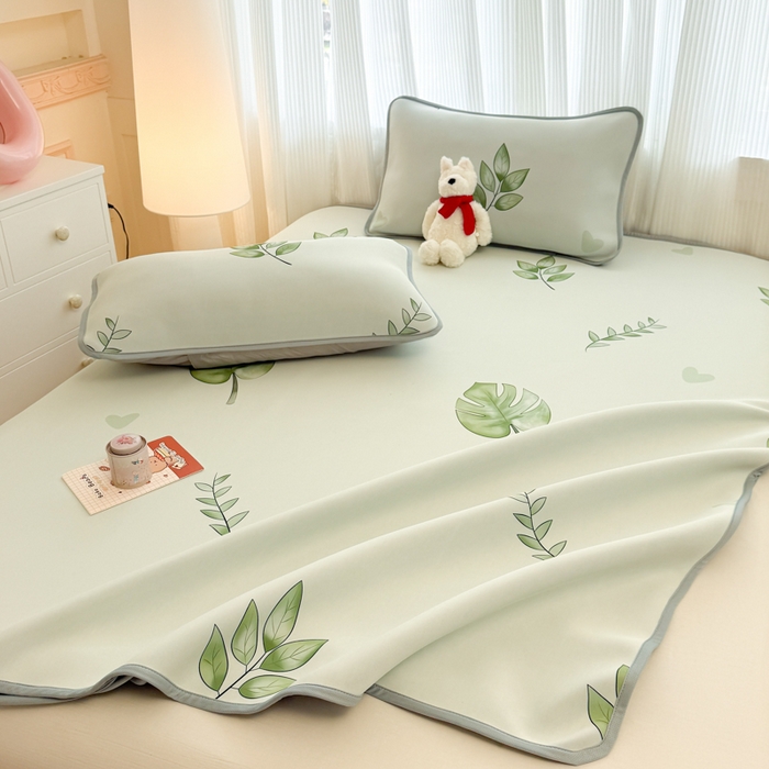 91家纺网 家纺一手货源 找家纺 布柔 2026新款冰皮凉席床笠冰丝小清新卡通印花软席可机洗 初夏