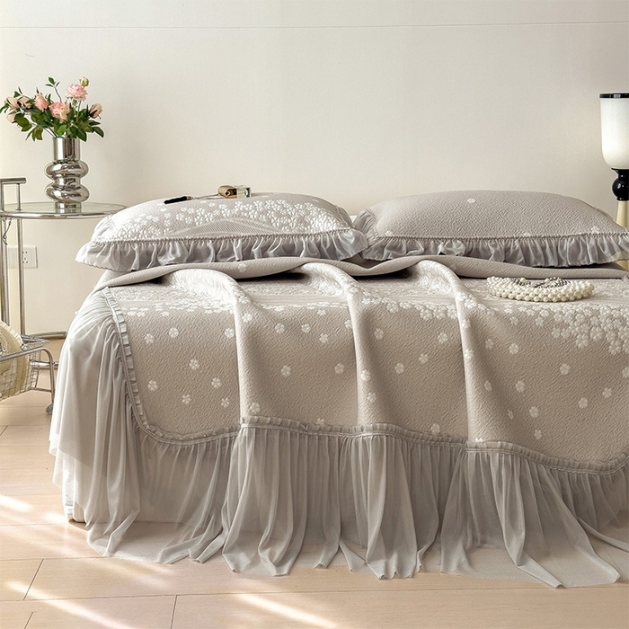 孩子王家纺 2026新款冰豆豆凉席夏天冰丝席夏季凉感值过0.21可机洗双人床裙款A类母婴级软 花园奶酪咖