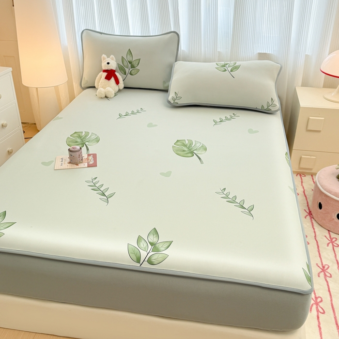 91家纺网 家纺一手货源 找家纺 布柔 2026新款冰皮凉席床笠冰丝小清新卡通印花软席可机洗 初夏