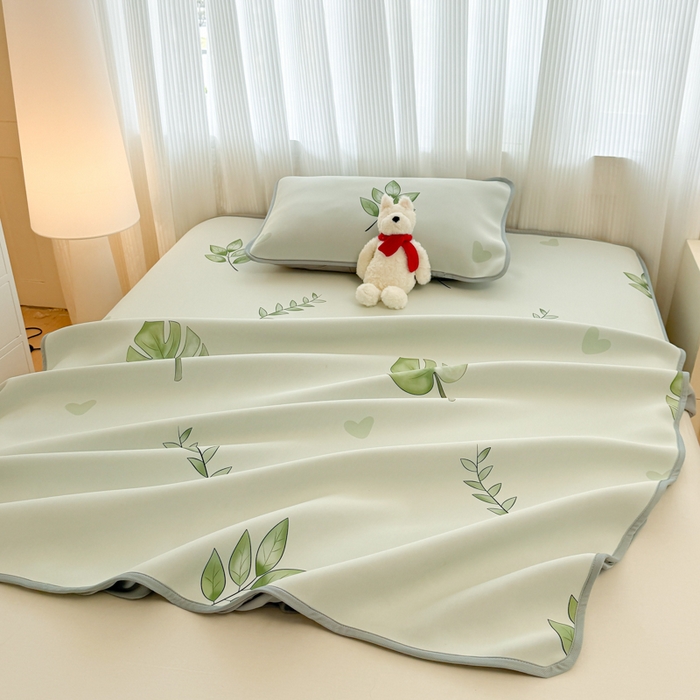 91家纺网 家纺一手货源 找家纺 布柔 2026新款冰皮凉席床笠冰丝小清新卡通印花软席可机洗 初夏