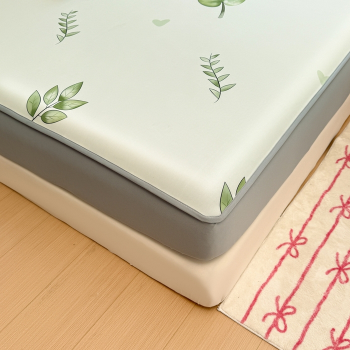 91家纺网 家纺一手货源 找家纺 布柔 2026新款冰皮凉席床笠冰丝小清新卡通印花软席可机洗 初夏