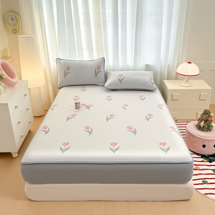 91家纺网 家纺一手货源 找家纺 （总）布柔 2026新款冰皮凉席床笠冰丝小清新卡通印花软席可机洗