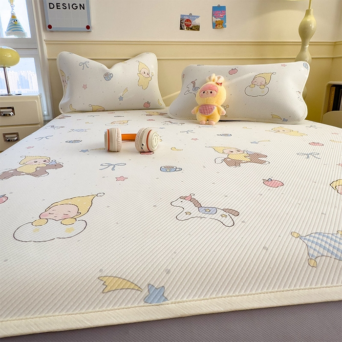 91家纺网 家纺一手货源 找家纺 几禾 2026新款卡通印花凉感凉豆豆凉席系列 魔力星--床笠款