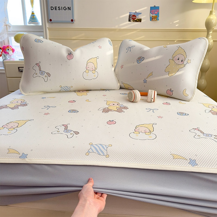 91家纺网 家纺一手货源 找家纺 几禾 2026新款卡通印花凉感凉豆豆凉席系列 魔力星--床笠款