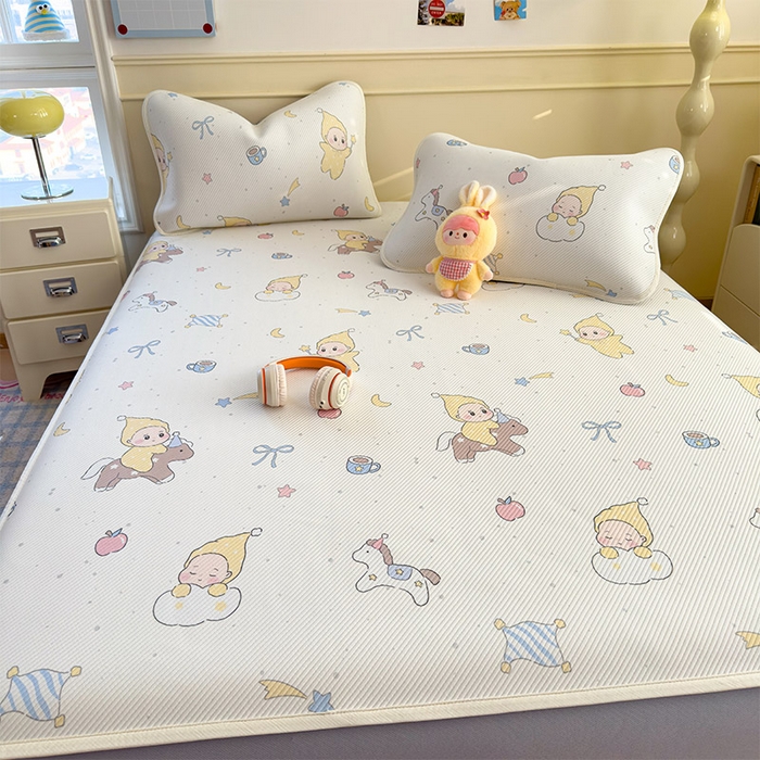 91家纺网 家纺一手货源 找家纺 几禾 2026新款卡通印花凉感凉豆豆凉席系列 魔力星--床笠款