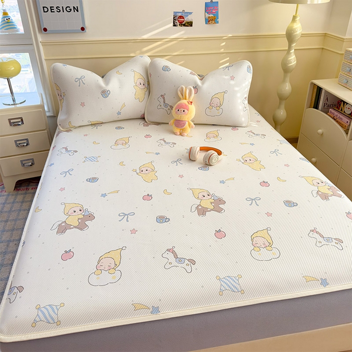 91家纺网 家纺一手货源 找家纺 几禾 2026新款卡通印花凉感凉豆豆凉席系列 魔力星--床笠款