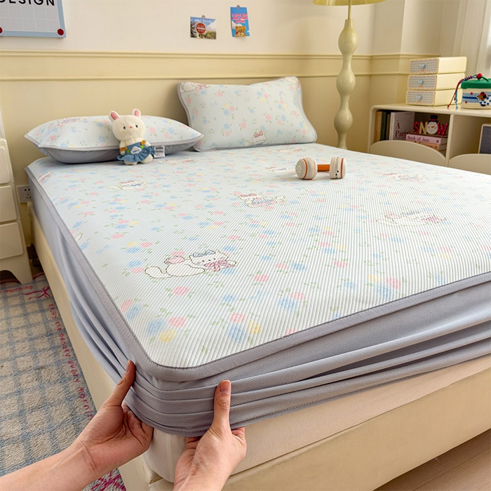 几禾 2026新款卡通印花凉感凉豆豆凉席系列 奶茶布丁--床笠款