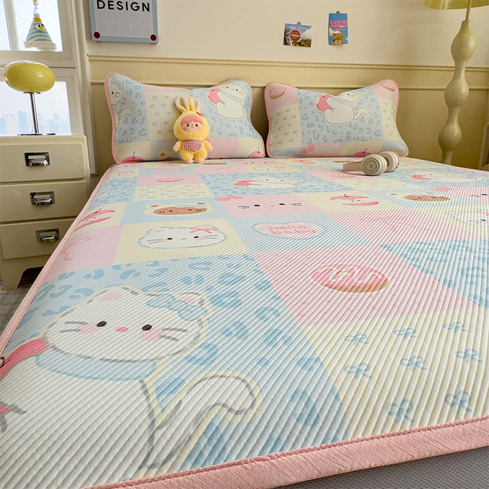 91家纺网 家纺一手货源 找家纺 几禾 2026新款卡通印花凉感凉豆豆凉席系列 曲奇蒂--床笠款