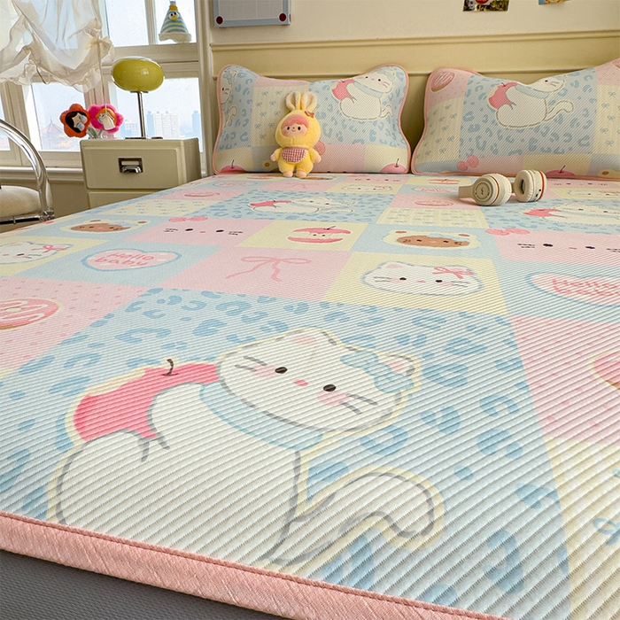 91家纺网 家纺一手货源 找家纺 几禾 2026新款卡通印花凉感凉豆豆凉席系列 曲奇蒂--床笠款