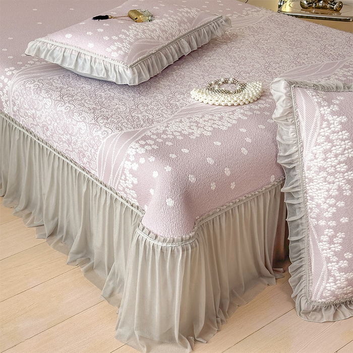 91家纺网 家纺一手货源 找家纺 孩子王家纺 2026新款冰豆豆凉席夏天冰丝席夏季凉感值过0.21可机洗双人床裙款A类母婴级软 花园燕尾紫