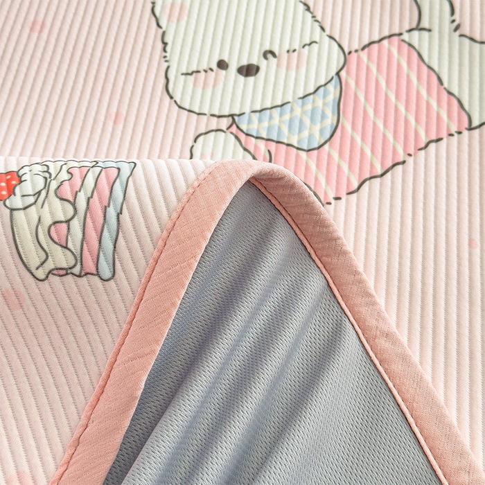 91家纺网 家纺一手货源 找家纺 几禾 2026新款卡通印花凉感凉豆豆凉席系列 心心蜜狗--床笠款