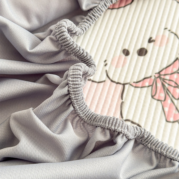 91家纺网 家纺一手货源 找家纺 几禾 2026新款卡通印花凉感凉豆豆凉席系列 心心蜜狗--床笠款