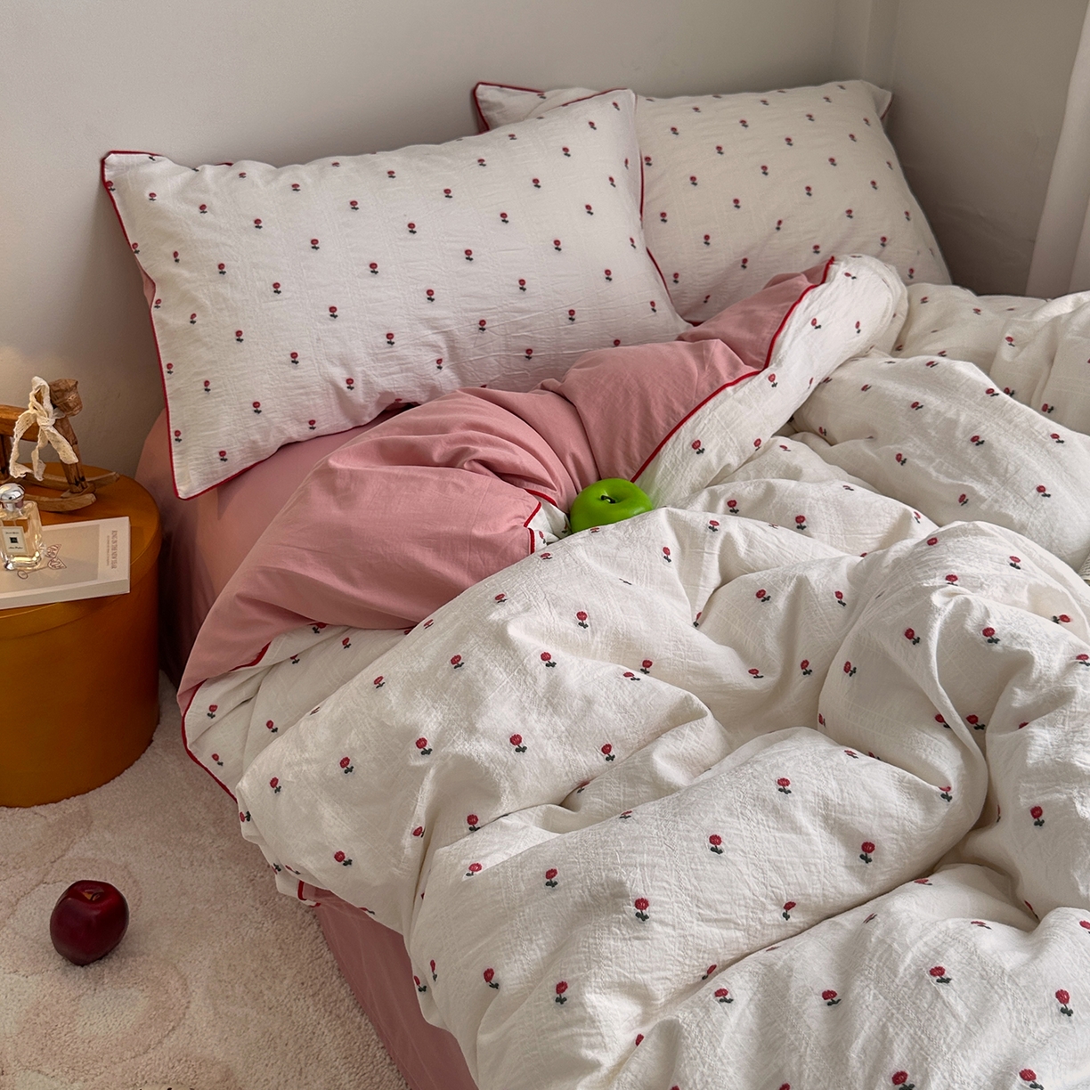 91家纺网 家纺一手货源 找家纺 艾咪-Amy ntmy 2026新款嵌条边全棉纯棉色织小提花四件套 嵌条款-小花