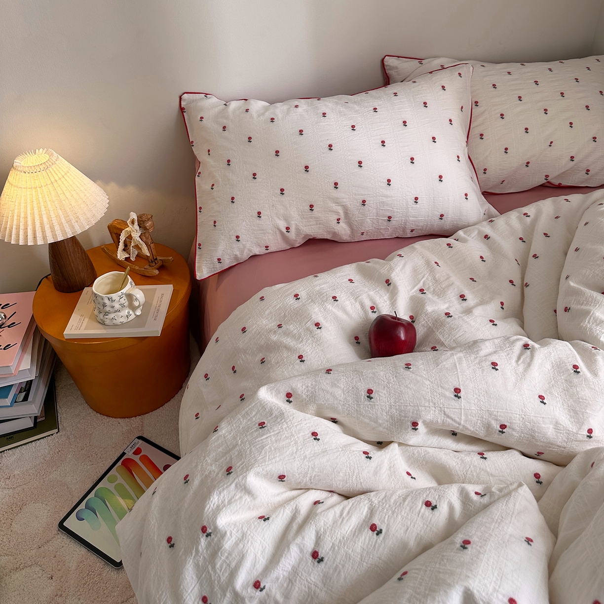 91家纺网 家纺一手货源 找家纺 艾咪-Amy ntmy 2026新款嵌条边全棉纯棉色织小提花四件套 嵌条款-小花