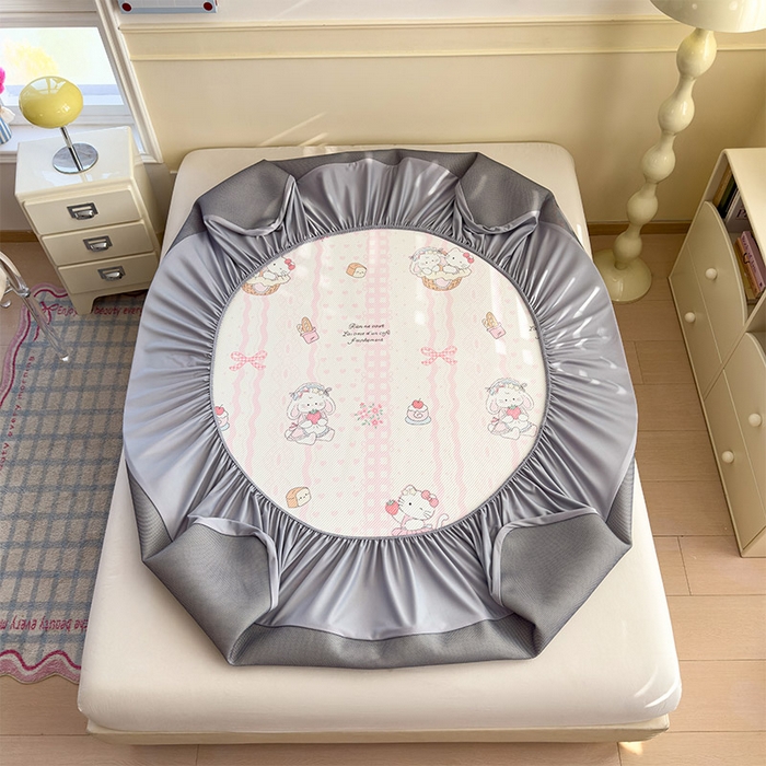 91家纺网 家纺一手货源 找家纺 几禾 2026新款卡通印花凉感凉豆豆凉席系列 摇篮梦--床笠款