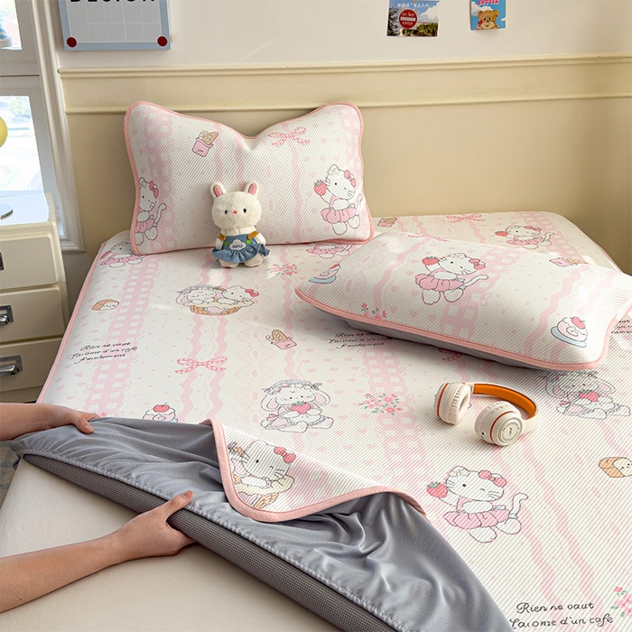 91家纺网 家纺一手货源 找家纺 几禾 2026新款卡通印花凉感凉豆豆凉席系列 摇篮梦--床笠款