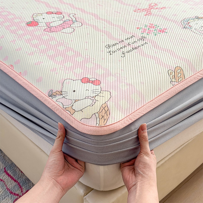 91家纺网 家纺一手货源 找家纺 几禾 2026新款卡通印花凉感凉豆豆凉席系列 摇篮梦--床笠款