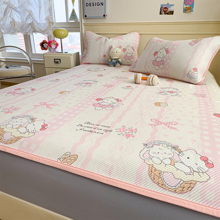 91家纺网 家纺一手货源 找家纺 几禾 2026新款卡通印花凉感凉豆豆凉席系列 摇篮梦--床笠款